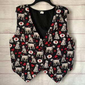 111 Main Vintage Dalmatian Dog Vest with Puppy Love Hearts and Back Tie Size 2X